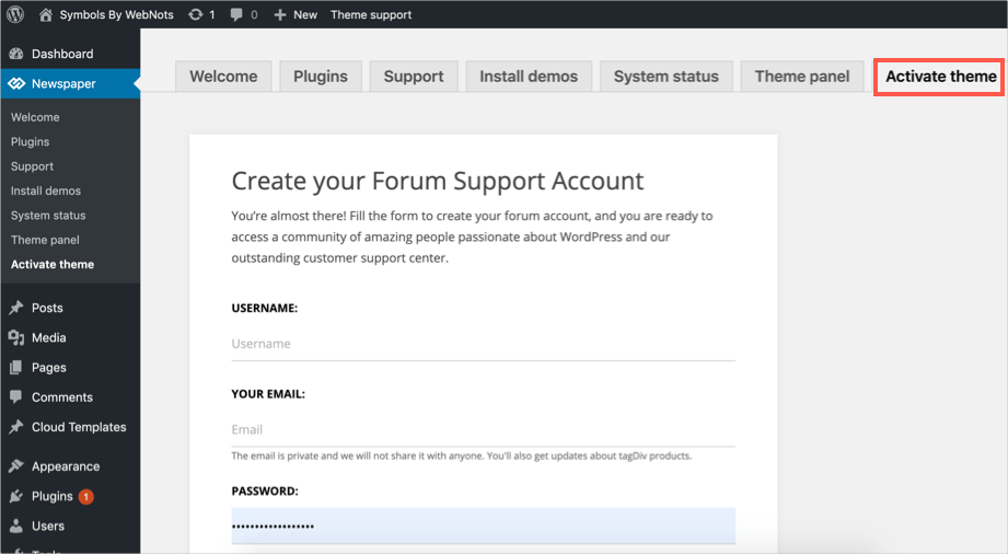 Create a forum account