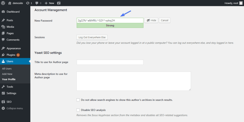  Change your WordPress password to the auto-generated one