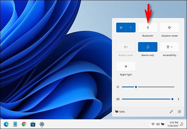 That's how easy it is to activate Bluetooth in Windows 11 from the quick settings.