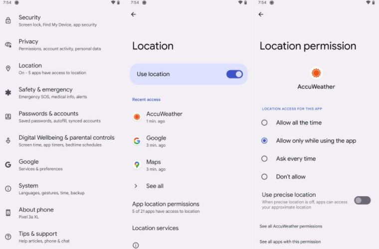 Disable precise location in Android 12.