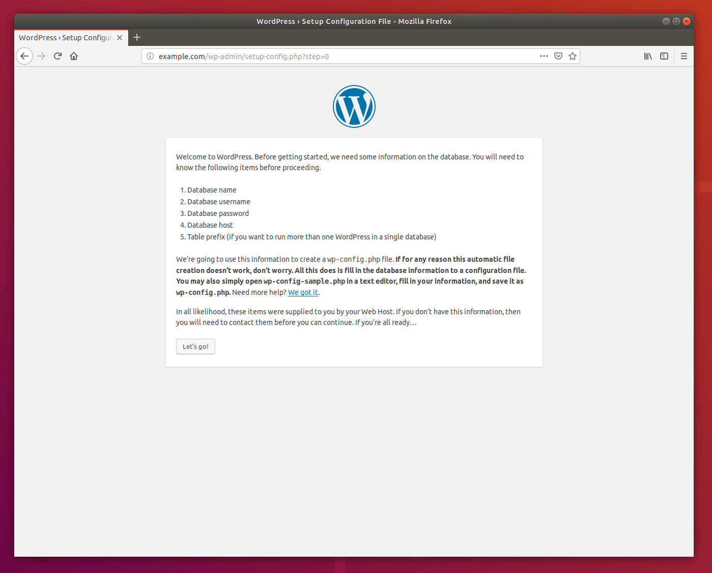 WordPress Ubuntu installation