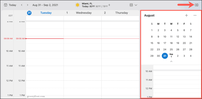 outlook for mac calendar view side by side