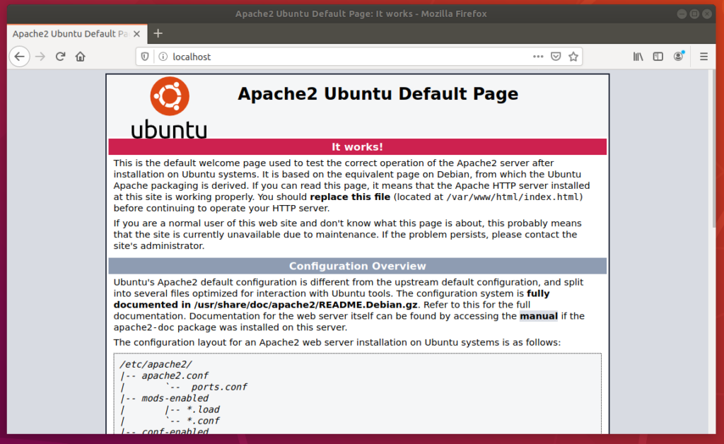 apache2 test page