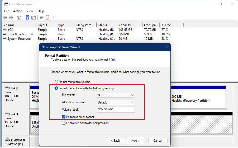 Windows 11 NTFS partition format