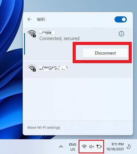 disconnect from wifi windows 11