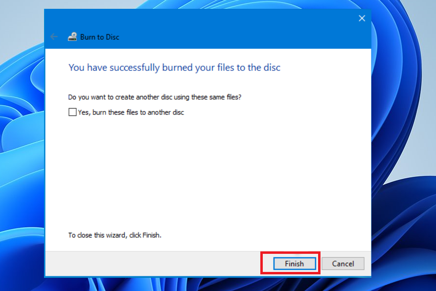 Windows 11 burn to full disc