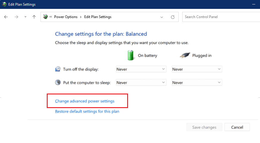 Windows 11 changes advanced power settings