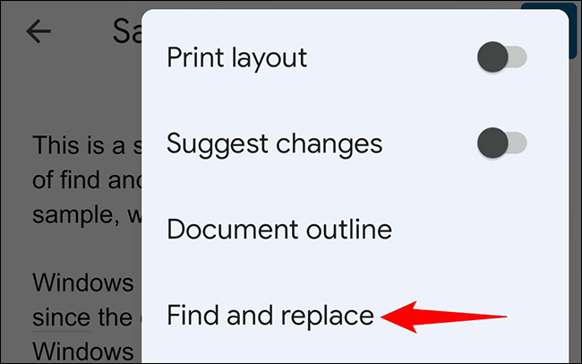 Choose the find and replace option.