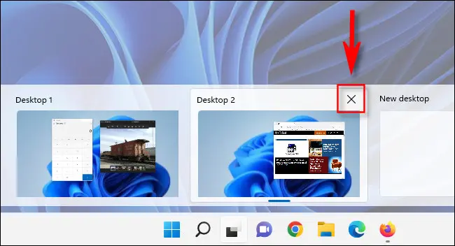 Delete a virtual desktop in Windows 11.
