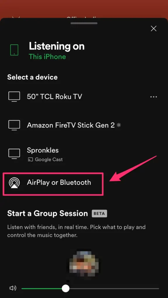 We activate AirPlay via Bluetooth.