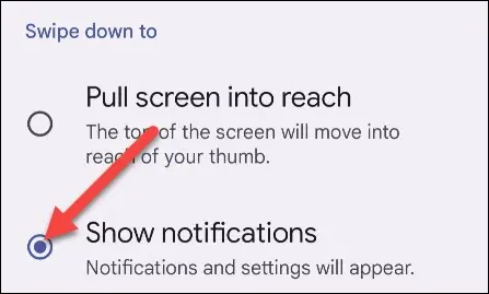 Open notifications one hand on Pixel