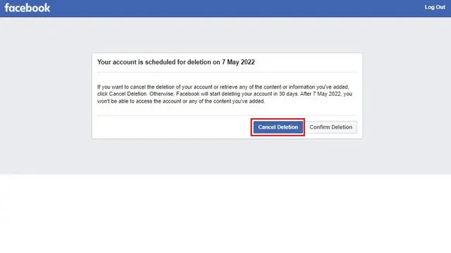 Re-enable Facebook account.