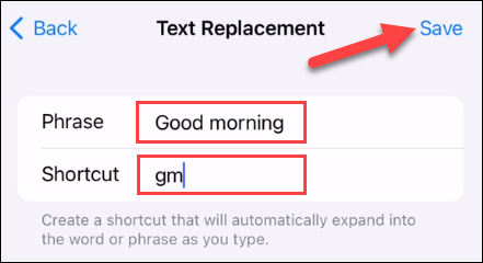 Create custom shortcut on iOS.