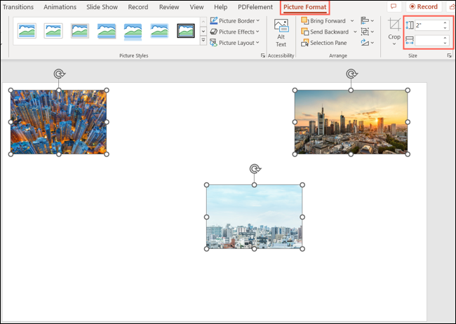 We can resize all images at once.  Another of the things you didn't know we could do in Microsoft PowerPoint.