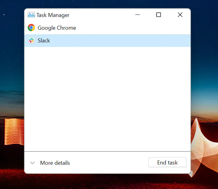 Close applications from Task Manager.