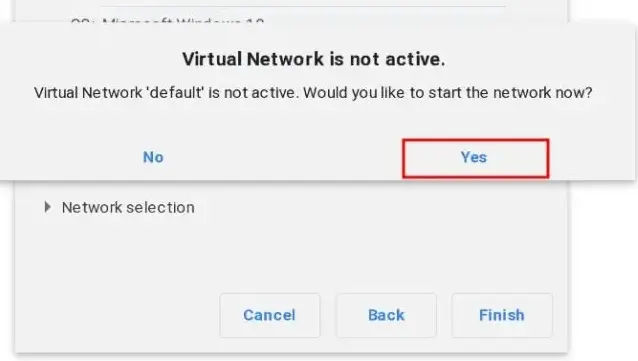 The virtual network is not active.