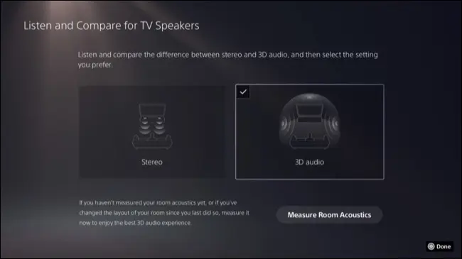 Set up PS5 3D audio for TV speakers 
