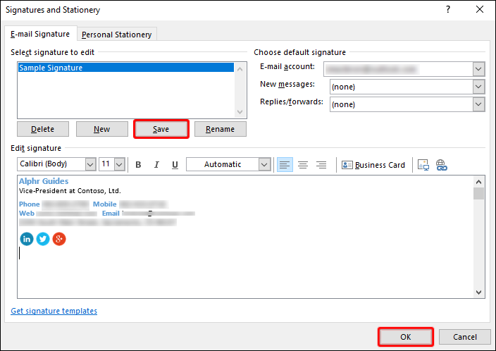 How to change signature in Outlook on Windows.