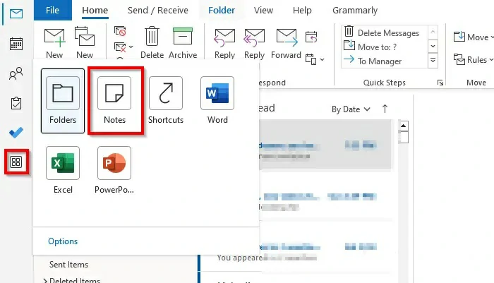 create notes outlook 2